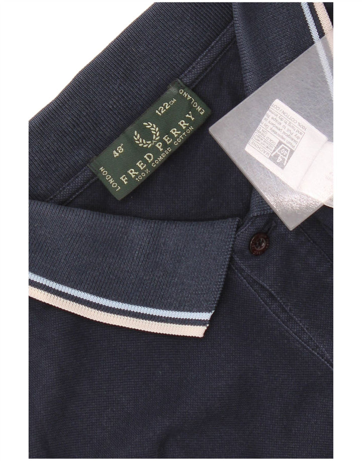 Polo da uomo a maniche lunghe Fred Perry Large in cotone blu navy