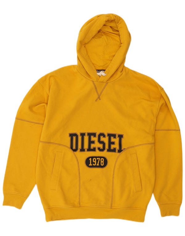 Maglione con cappuccio grafico da uomo Diesel piccolo in cotone giallo