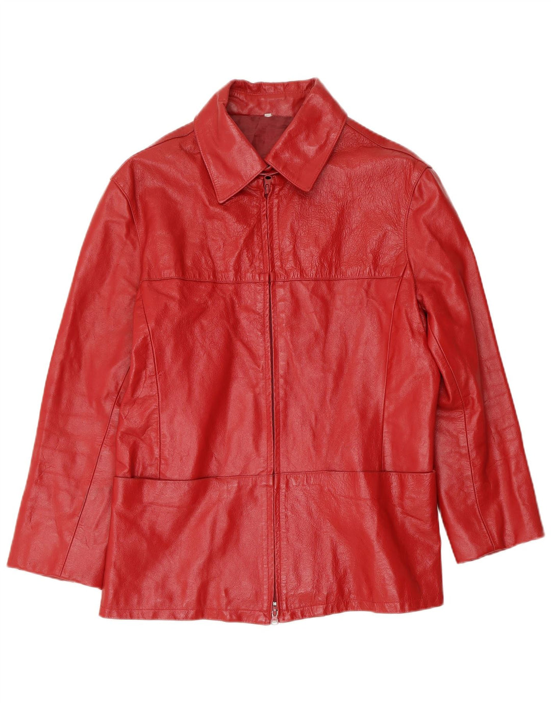 Giacca in pelle vintage da donna UK 14 in pelle rossa media