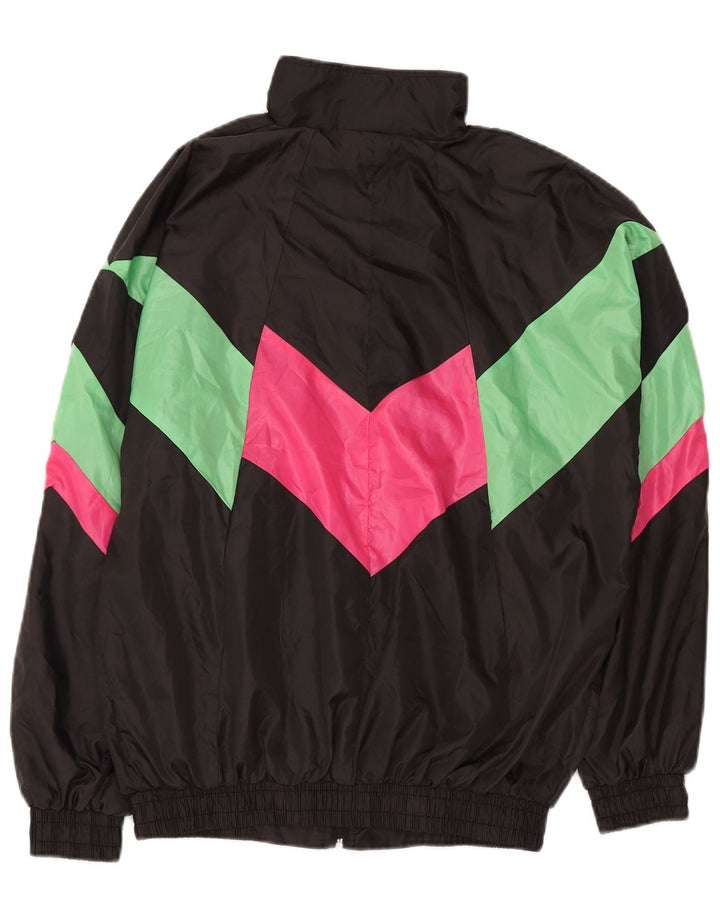 Giacca da ginnastica vintage da uomo XL in poliestere color block nero