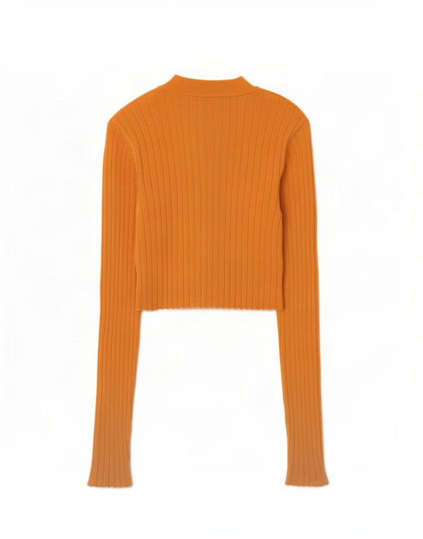 Zara Womens Crop Top Long Sleeve UK 8 Small Orange Viscose