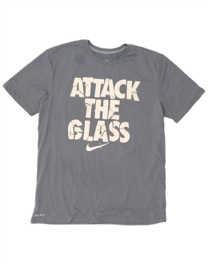 T-shirt grafica Nike Dri Fit da uomo, grande, in cotone blu