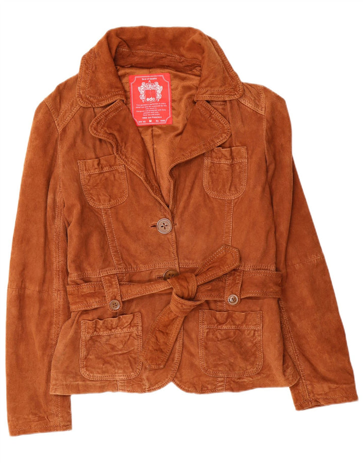 Giacca in pelle scamosciata da donna EDC UK 14 in pelle marrone medio