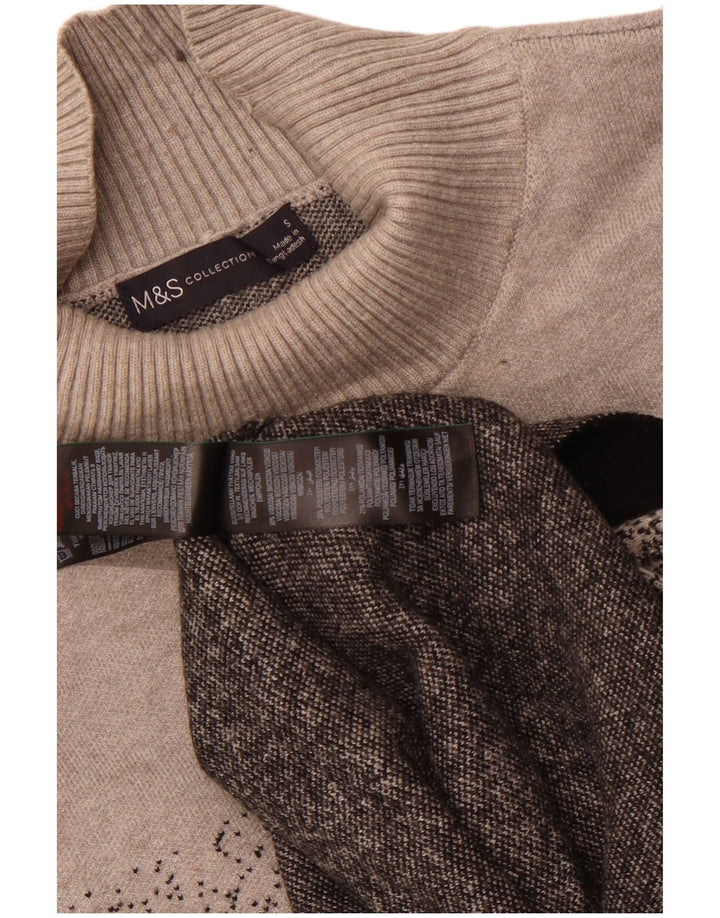 Maglione maglione a collo alto da donna Marks & Spencer UK 10 piccolo grigio chiazzato