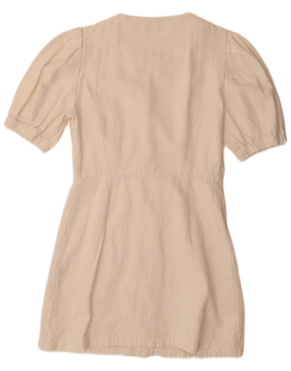 Abito chemisier a maniche corte da donna Zara UK 10 piccolo in cotone bianco
