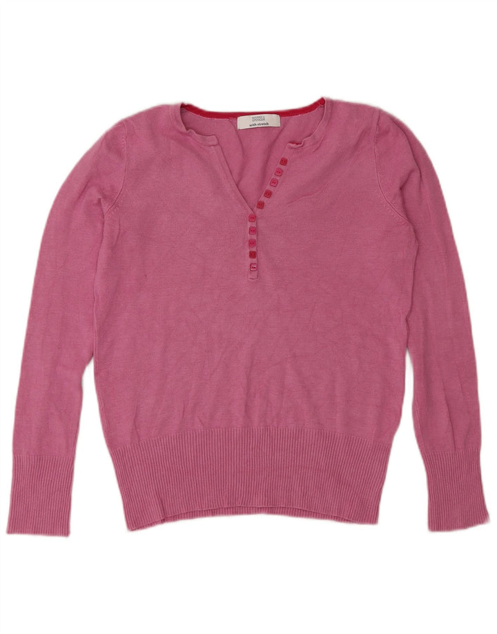 Maglione da donna Marks & Spencer con bottoni e collo UK 8 piccolo in viscosa rosa