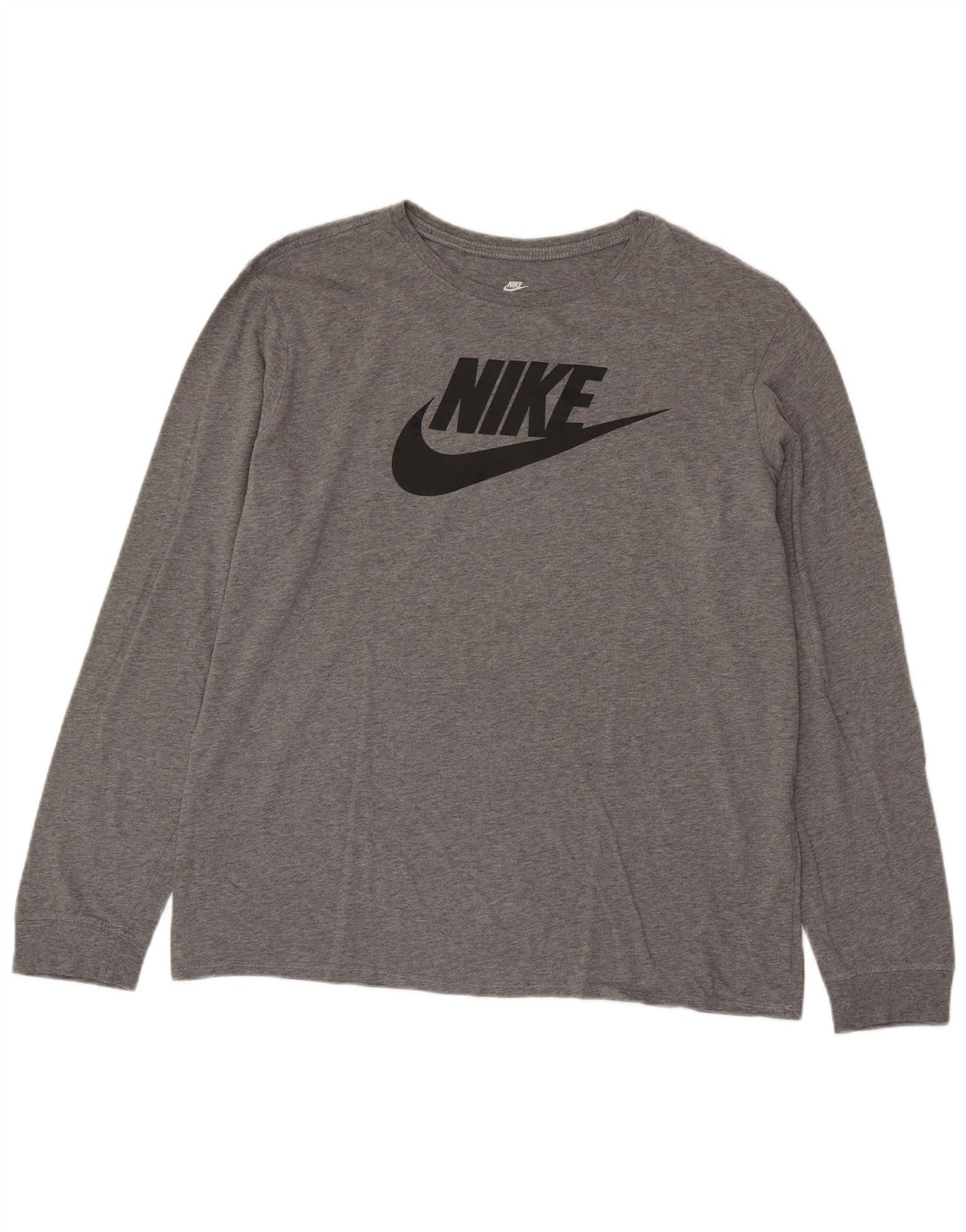 NIKE Top da uomo con taglio atletico grafico manica lunga XL grigio chiazzato