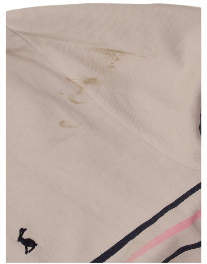 JOULES Felpa da donna con collo abbottonato, maglione UK 20 2XL a righe bianche