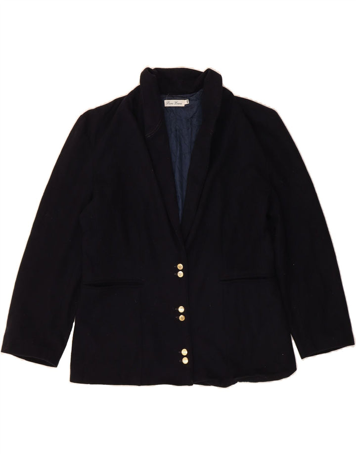 VINTAGE Womens 6 Button Blazer Jacket IT 46 Large Navy Blue Virgin Wool Vintage Vintage and Second-Hand Vintage from Messina Hembry 