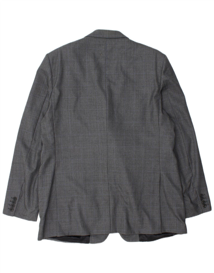 Giacca blazer da uomo a 3 bottoni AQUASCUTUM UK 48 4XL lana a quadri grigia