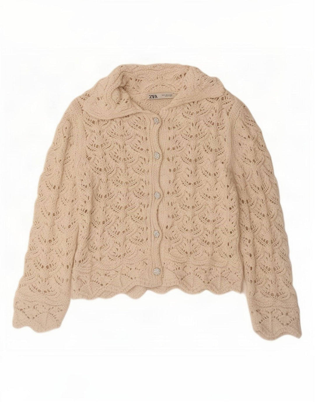 Maglione cardigan da donna Zara UK 14 bianco medio