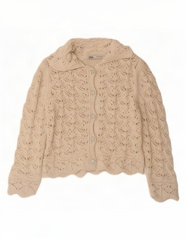 Maglione cardigan da donna Zara UK 14 bianco medio