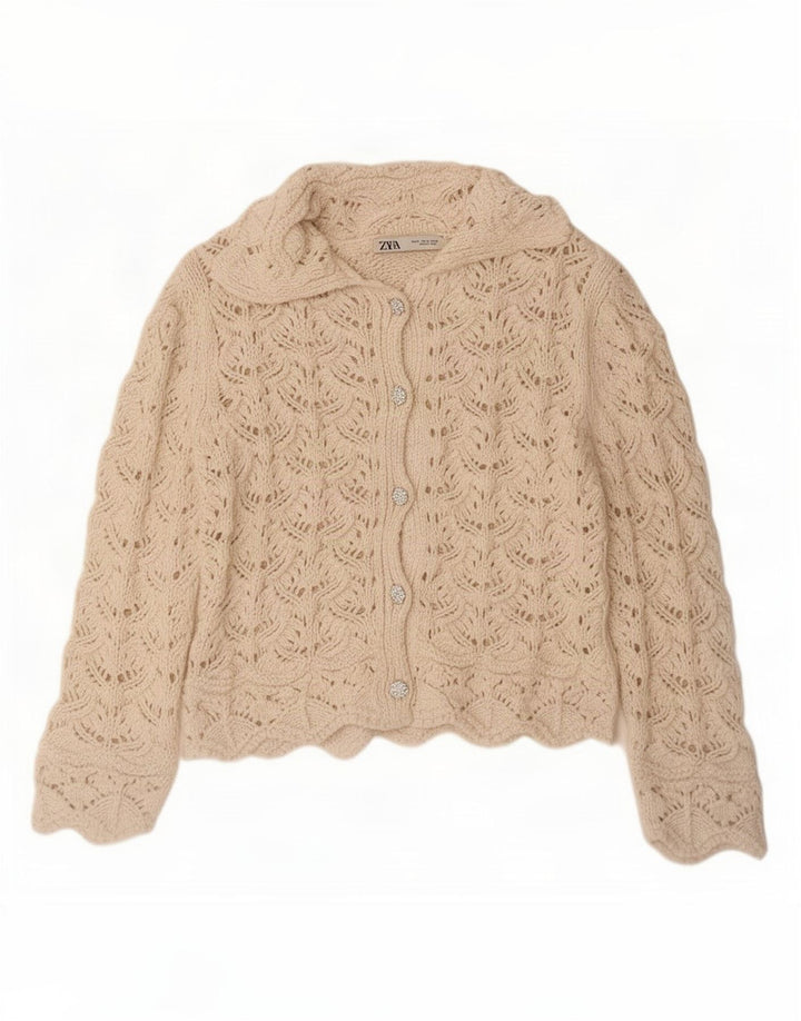 Maglione cardigan da donna Zara UK 14 bianco medio