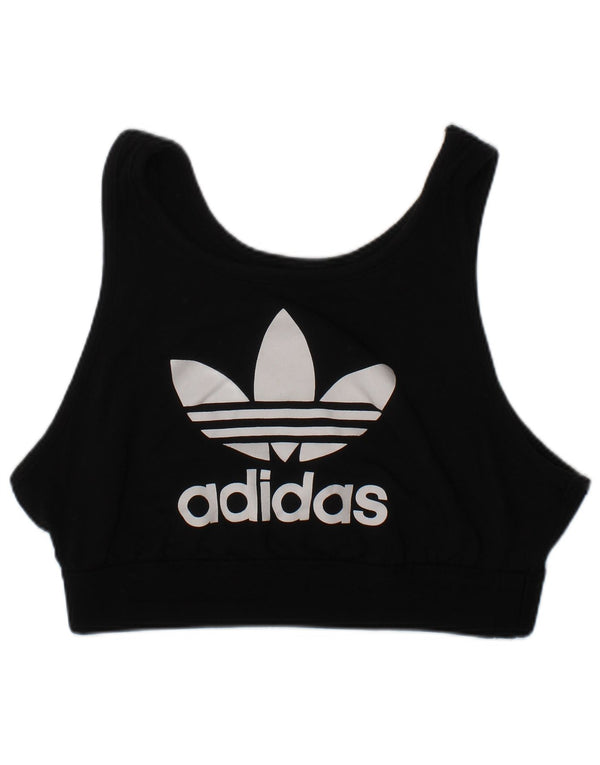Adidas Reggiseno sportivo grafico da donna Top UK 10 Small Black Cotton Sports