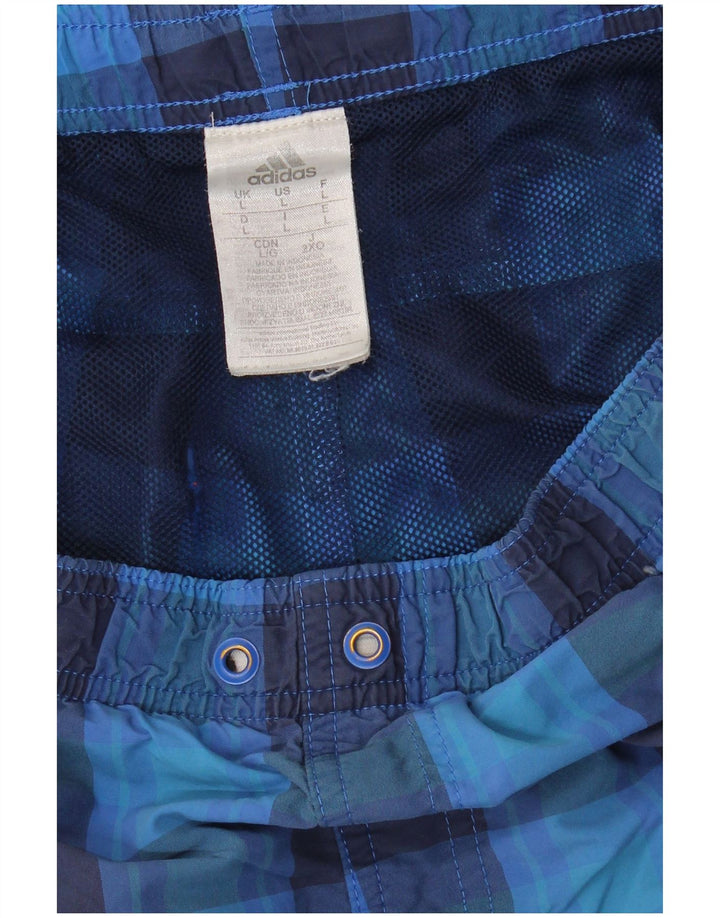 Pantaloncini da bagno da uomo ADIDAS grandi in nylon a quadri blu