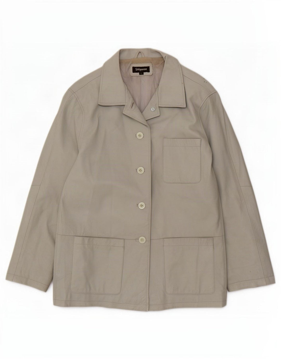 Giacca utilitaria in pelle oversize da donna Sinequanone UK 10 piccola grigia