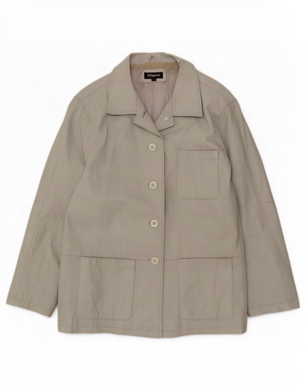 Giacca utilitaria in pelle oversize da donna Sinequanone UK 10 piccola grigia