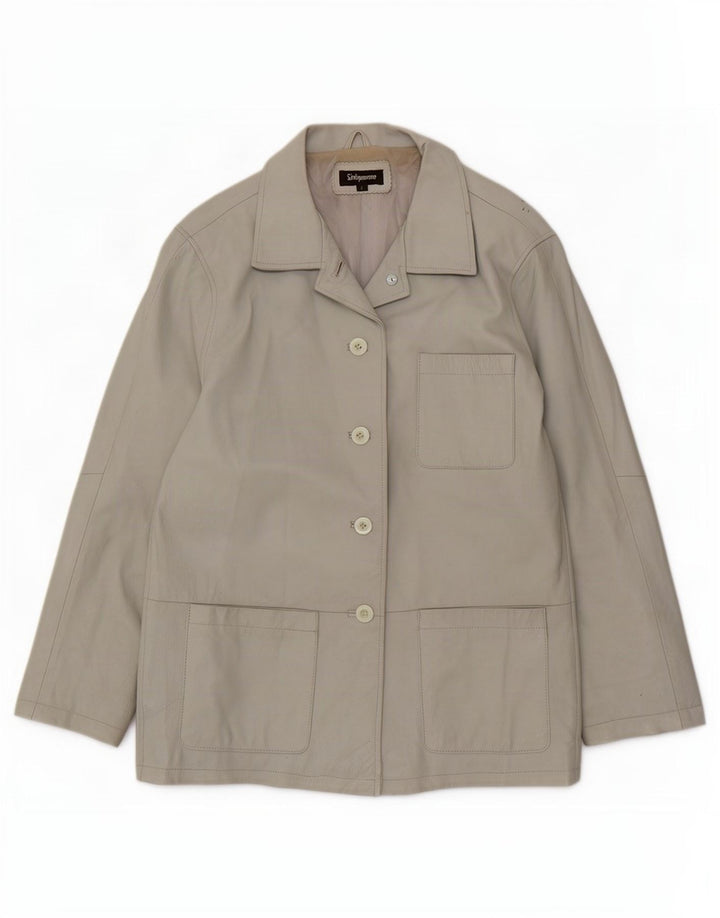 Giacca utilitaria in pelle oversize da donna Sinequanone UK 10 piccola grigia