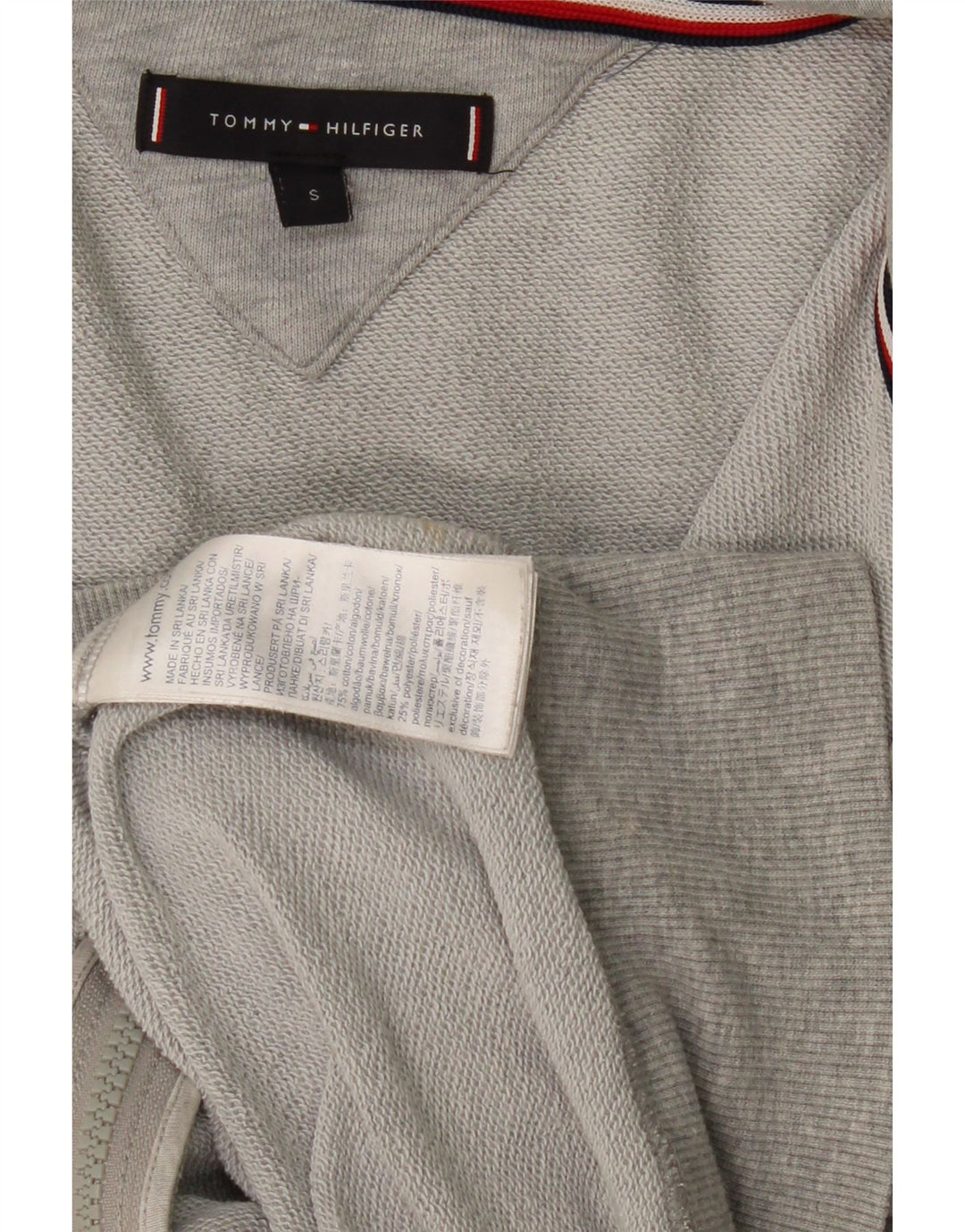 TOMMY HILFIGER Maglione con cappuccio e zip grafica da uomo piccolo in cotone grigio