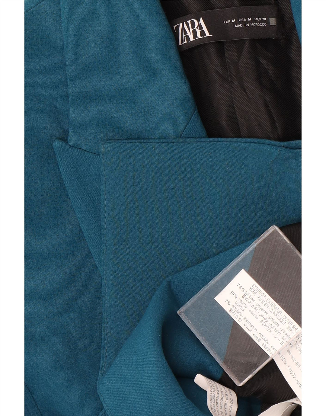 Giacca blazer doppiopetto da donna Zara UK 12 poliestere blu medio