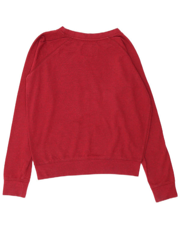 Felpa grafica da donna Hard Rock Cafe Praga, maglione UK 16 grande bordeaux