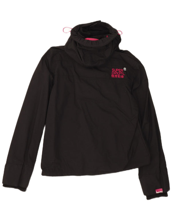 Giacca antipioggia da donna con cappuccio Superdry Windcheater UK 18 XL nylon nero