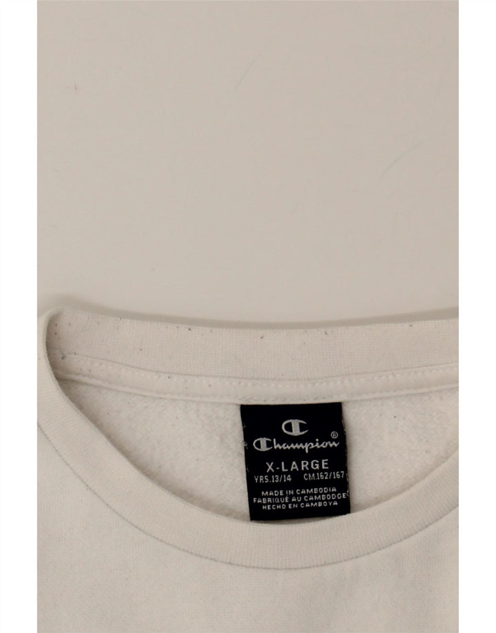 CHAMPION Boys Graphic Sweatshirt Jumper 13-14 Years XL White Vintage Champion and Second-Hand Champion from Messina Hembry 