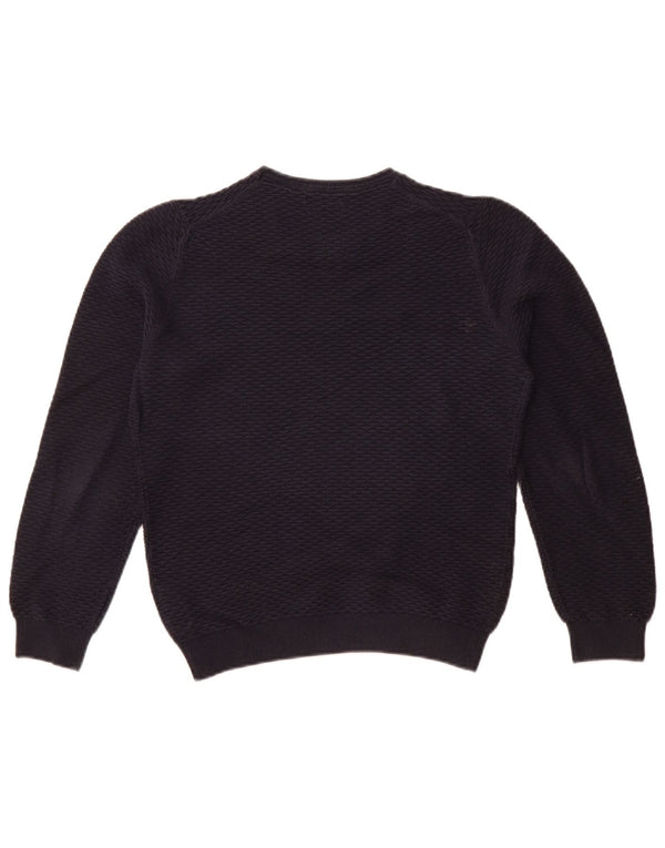 MASSIMO DUTTI Maglione da donna con scollo a barca UK 10 Piccolo cotone blu navy