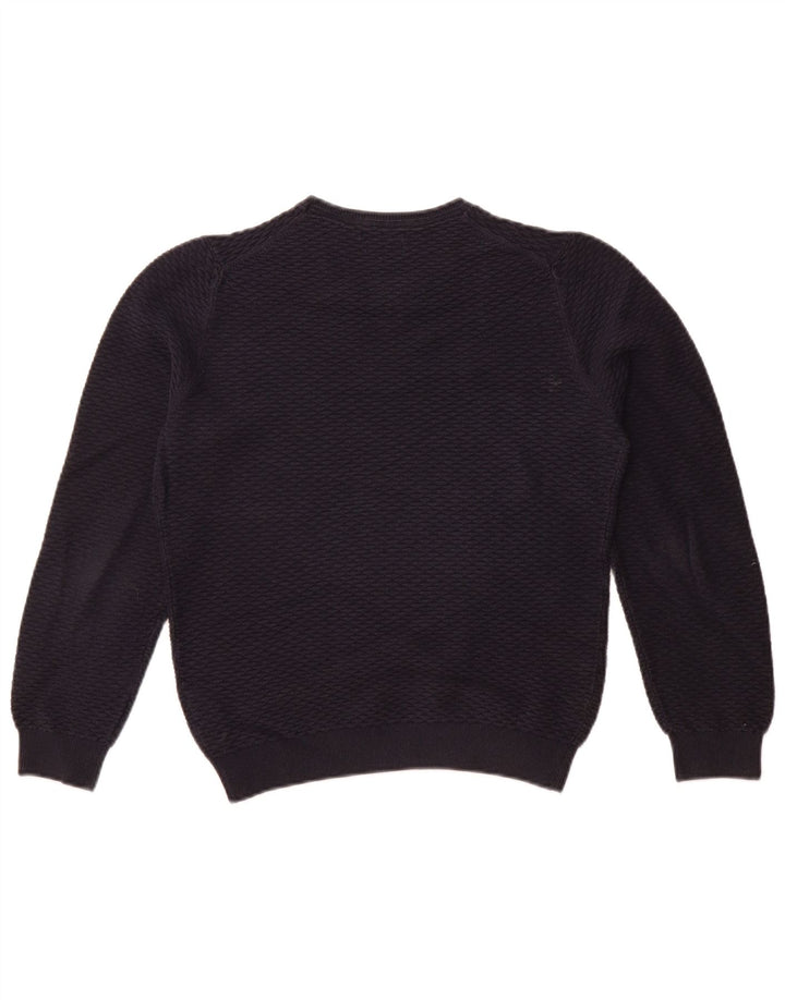 MASSIMO DUTTI Maglione da donna con scollo a barca UK 10 Piccolo cotone blu navy