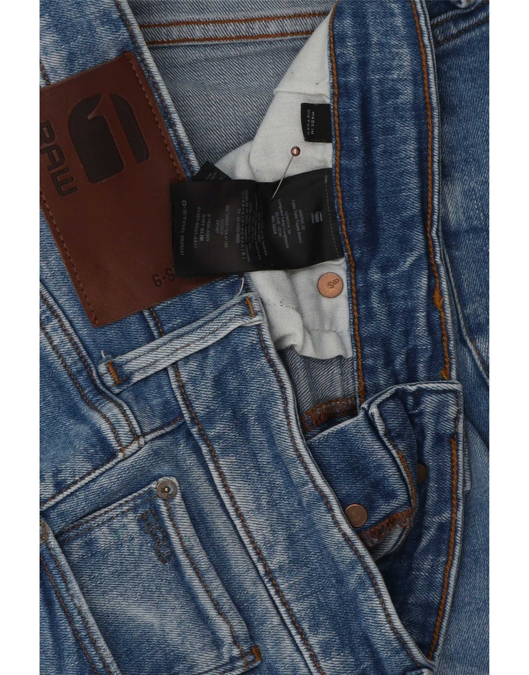 Jeans slim da uomo G-Star 3301 W32 L34 cotone blu