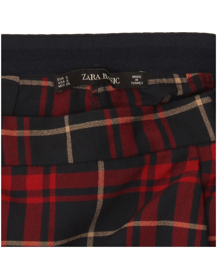 Pantaloni casual slim da donna Zara piccoli W26 L27 scozzesi rossi