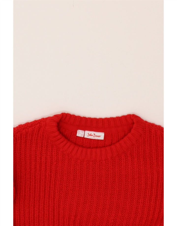 JOHN BANER Mens Crew Neck Jumper Sweater Large Red Fair Isle Polyester Vintage John Baner and Second-Hand John Baner from Messina Hembry 