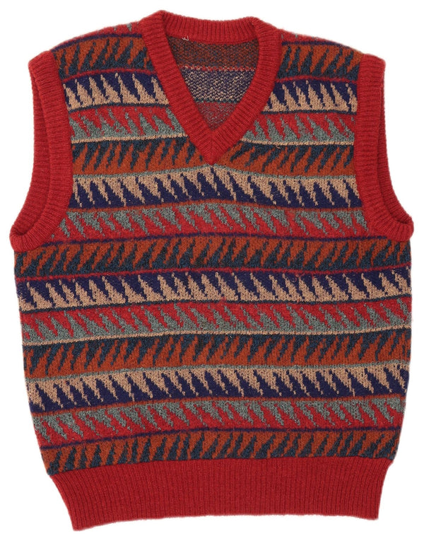 Canotta vintage da uomo in lana geometrica multicolore media