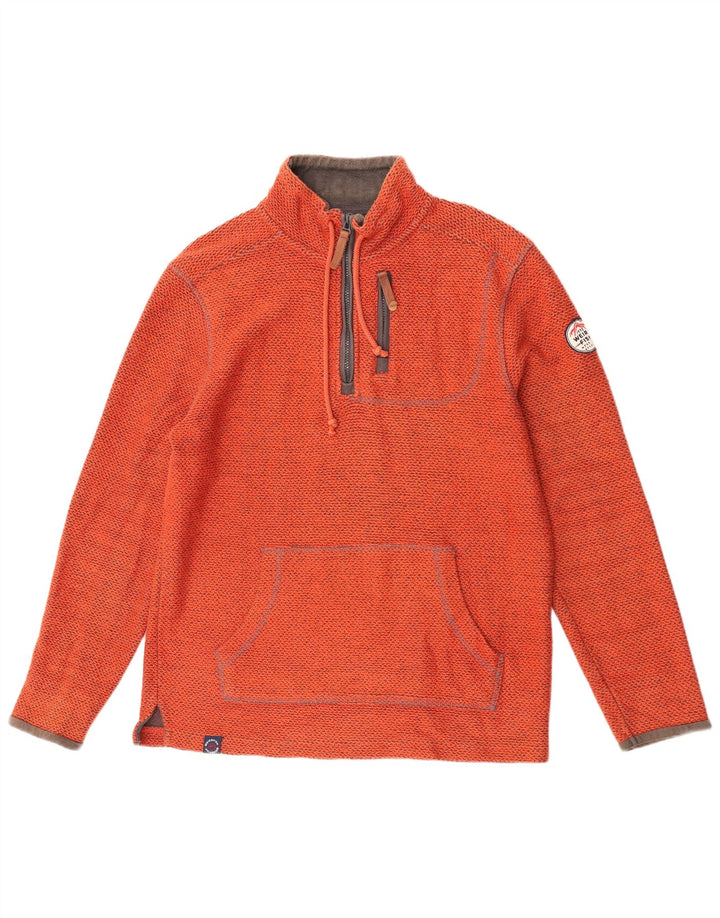 Maglione da uomo con collo con zip Weird Fish, grande cotone arancione