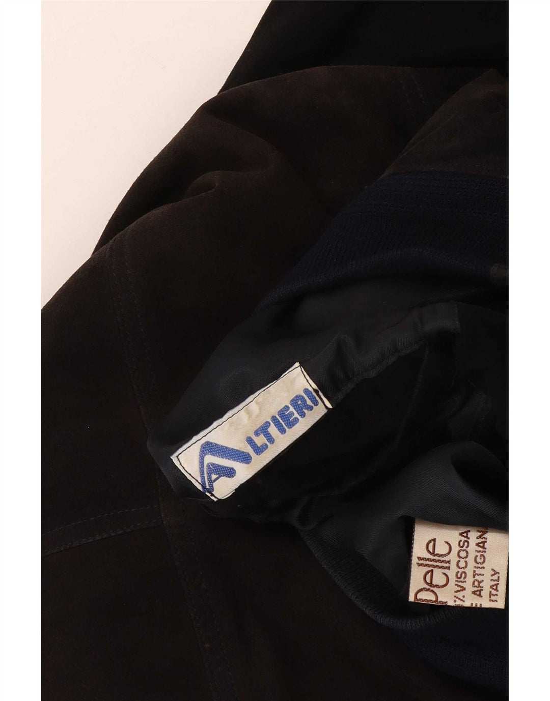Giubbotto bomber in pelle scamosciata vintage da uomo UK 38 in pelle color block medio nero