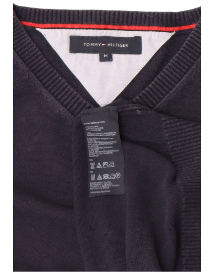 Maglione maglione con scollo a V da uomo Tommy Hilfiger cotone medio blu navy