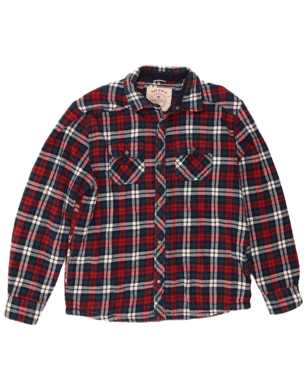 Fat Face Camicia da uomo in flanella da boscaiolo Grande in cotone a quadri blu navy