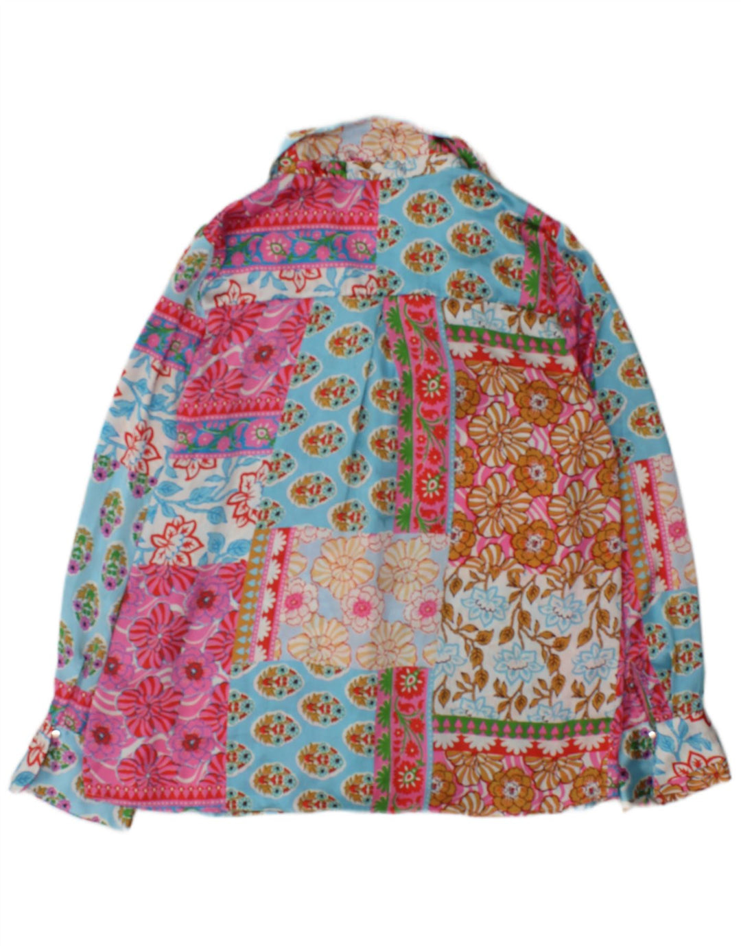 Camicetta a maniche lunghe da donna Zara UK 14 Patchwork multicolore medio
