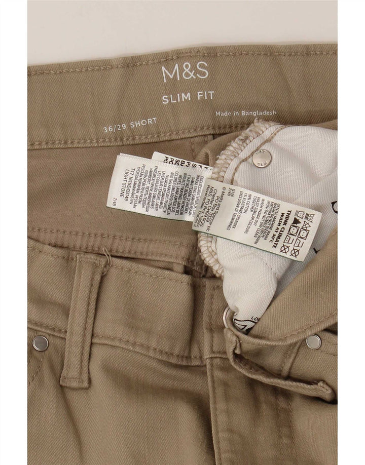 Jeans slim da uomo Marks & Spencer W36 L29 cotone beige