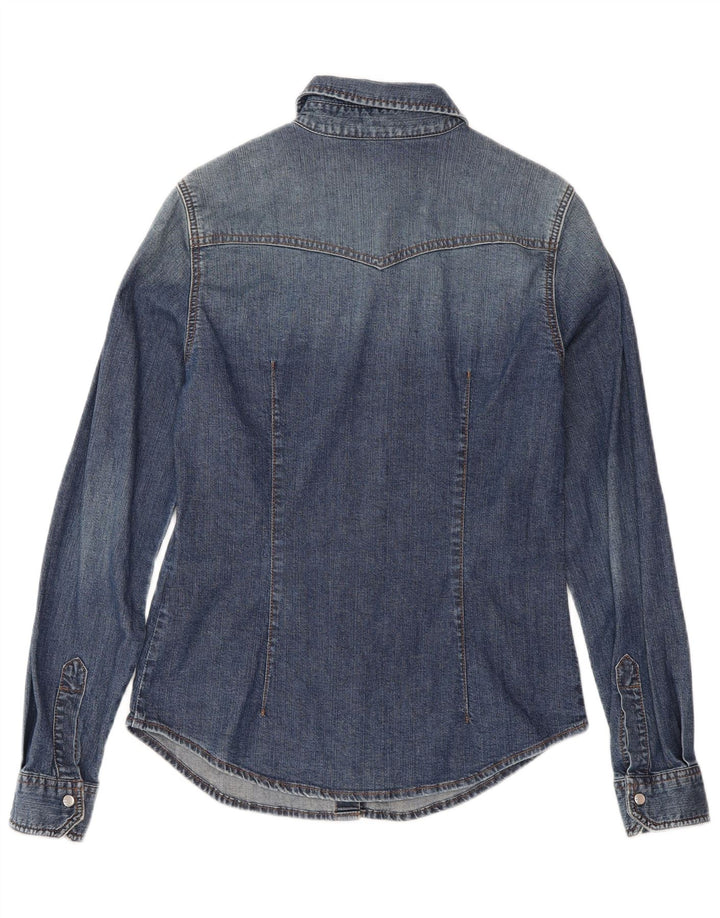 Camicia di jeans da donna Benetton UK 12 Cotone blu medio