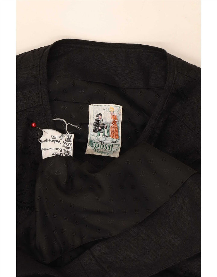 Gossl Donna Trachten Crop Cardigan Top EU 40 Lino Nero Medio
