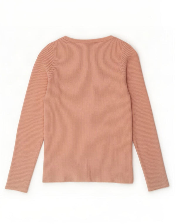 Topshop Donna Top Manica Lunga UK 14 Large Rosa Viscosa