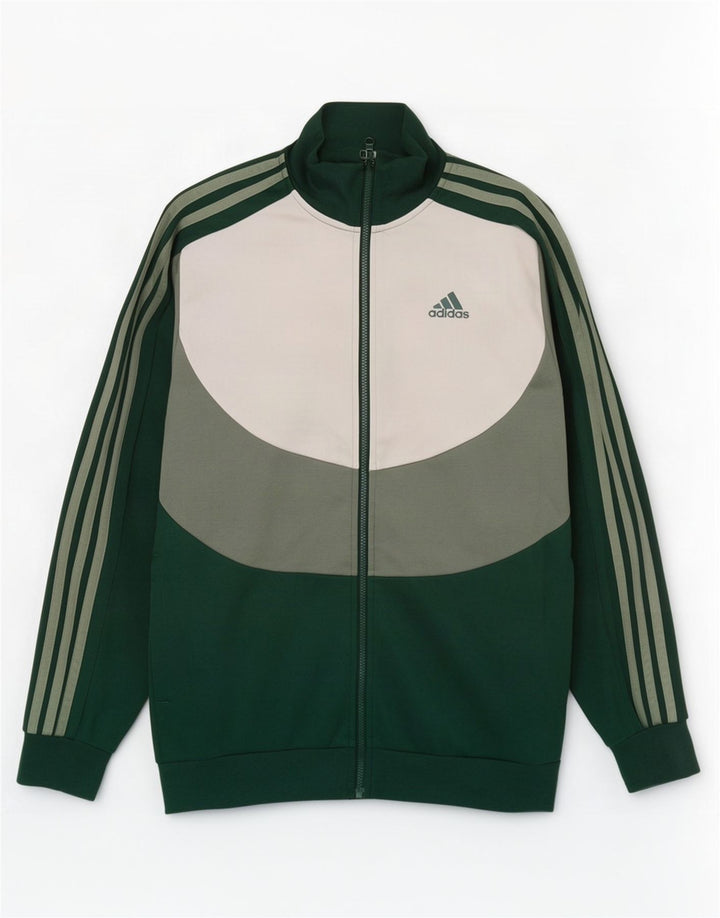 Giacca da ginnastica da uomo Adidas Top Jacket in cotone color block verde medio