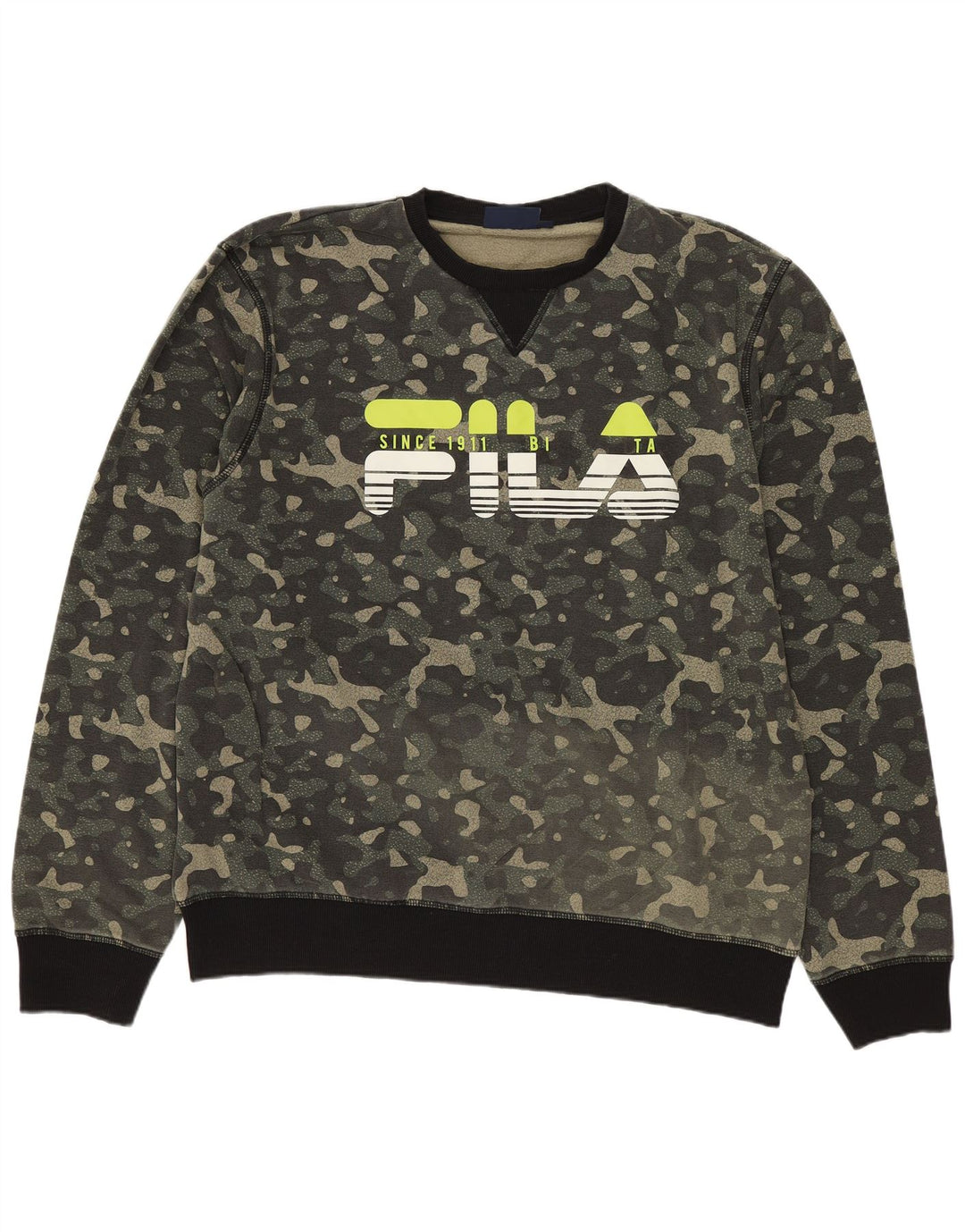 Fila Felpa grafica da uomo Maglione XL Kaki Camouflage Cotton