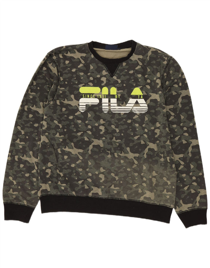 Fila Felpa grafica da uomo Maglione XL Kaki Camouflage Cotton