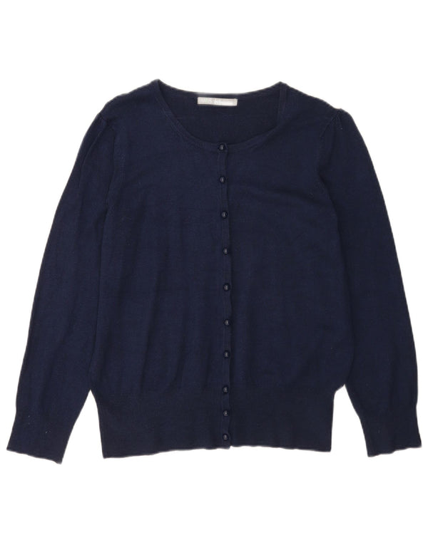 Maglione cardigan da donna Marks & Spencer UK 16 grande viscosa blu navy