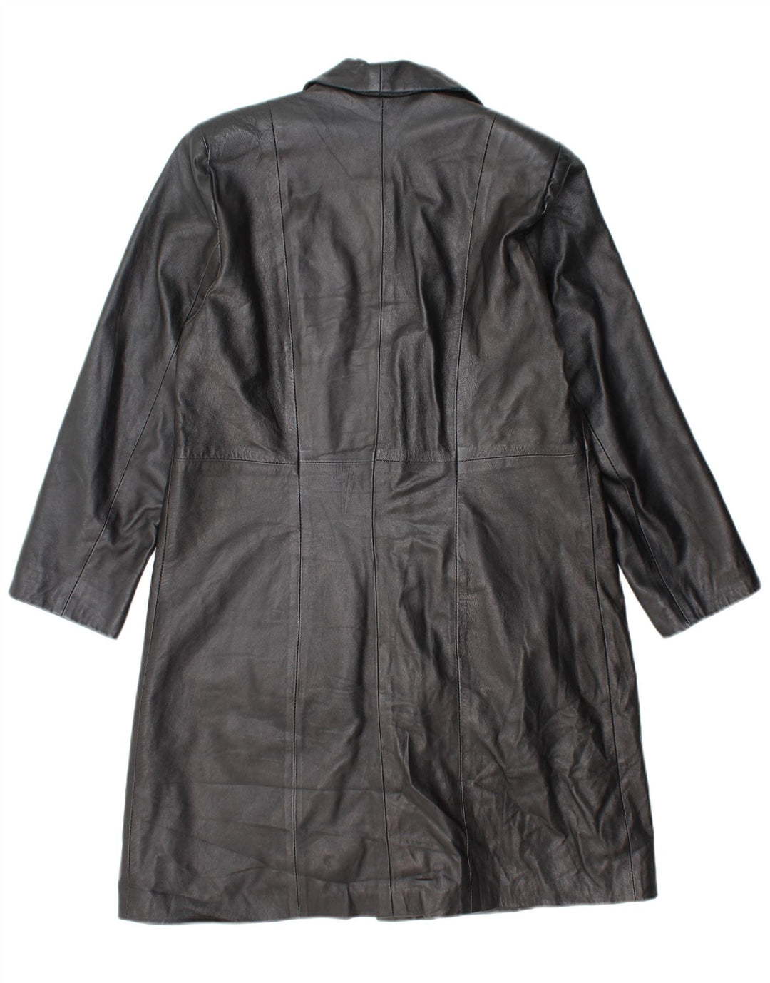 Cappotto in pelle da donna VINTAGE UK 18 XL in pelle nera