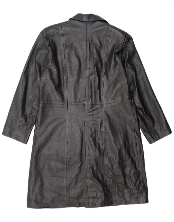 Cappotto in pelle da donna VINTAGE UK 18 XL in pelle nera