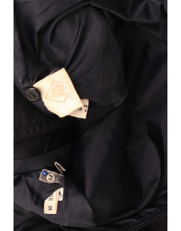 Giacca in pelle da donna vintage IT 44 media in pelle nera