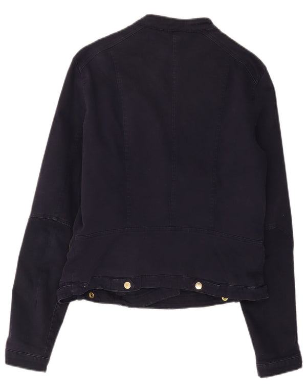 Giacca da motociclista corta da donna Zara UK 14 grande in cotone blu navy